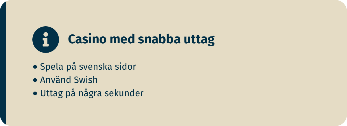 använd swish för snabba casino uttag