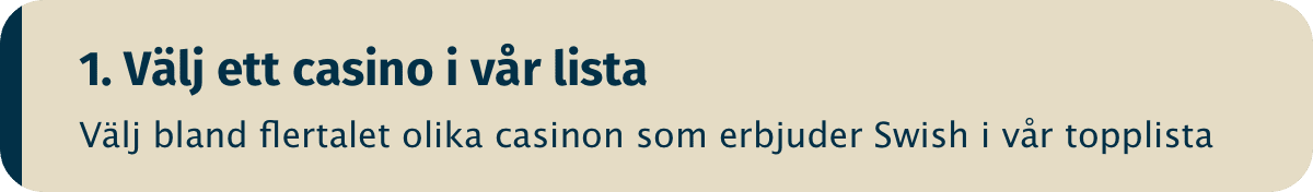 Steg 1 - Välj ett casino med swish